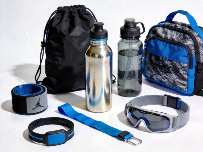 各类运动配件展示 - 水壶、背包等